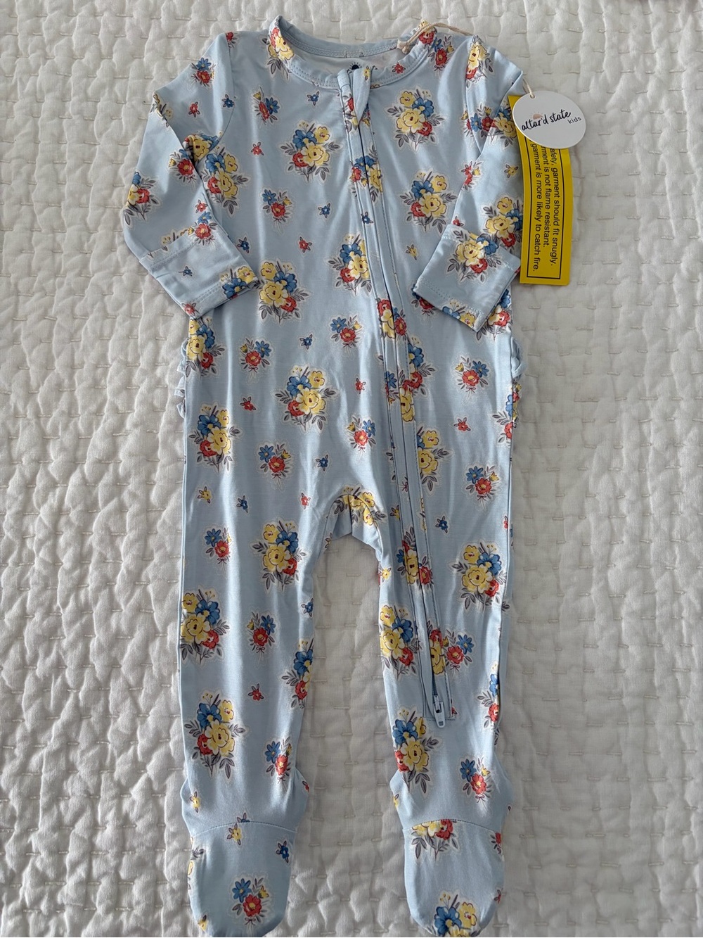 NWT Angel Dear/Altar'd State Kids Bamboo Ruffle Back Floral Footie Pajama